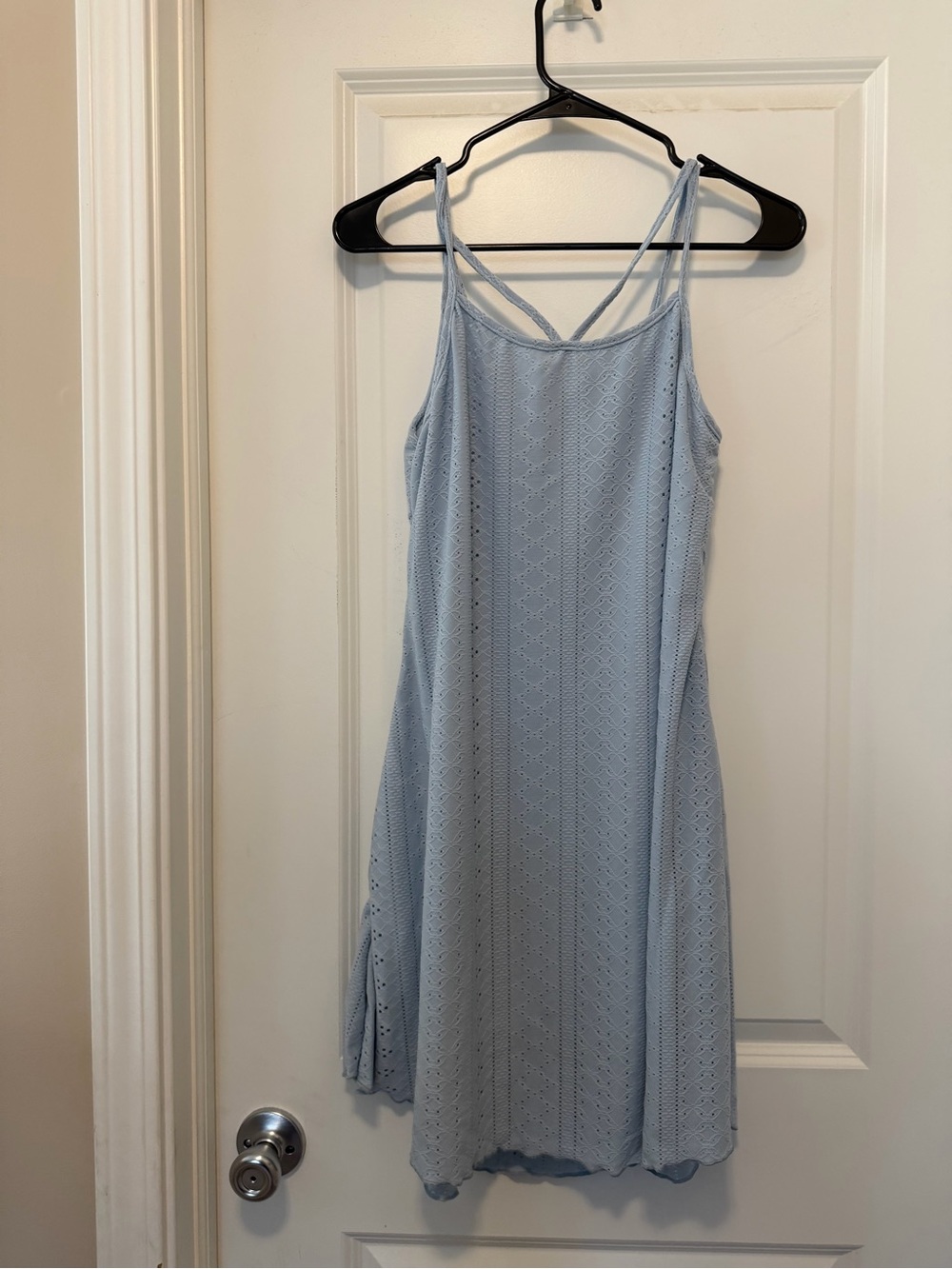 SHEIN Pale Blue Eyelet Strappy Mini Dress